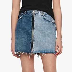 All Saints two tone Lomo denim mini skirt